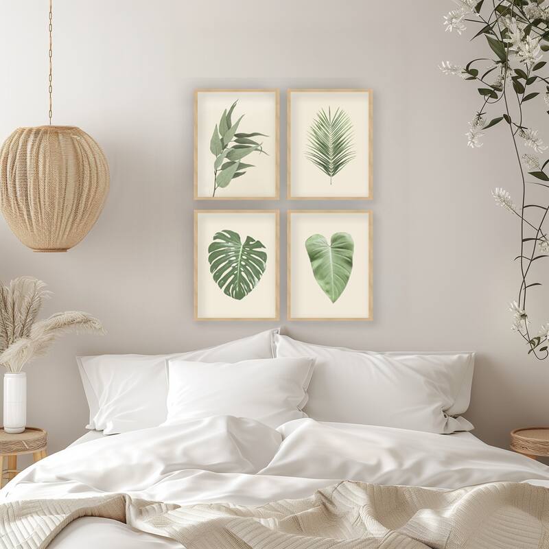 "Lush Paradiso" Set of Four Framed Textured Wall Art - Multi-Color