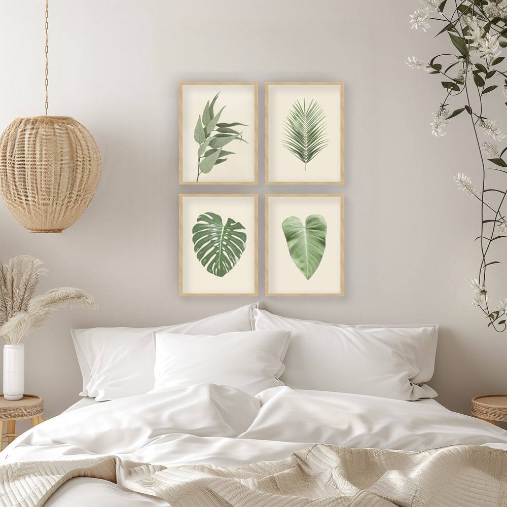 "Lush Paradiso" Set of Four Framed Textured Wall Art - Multi-Color