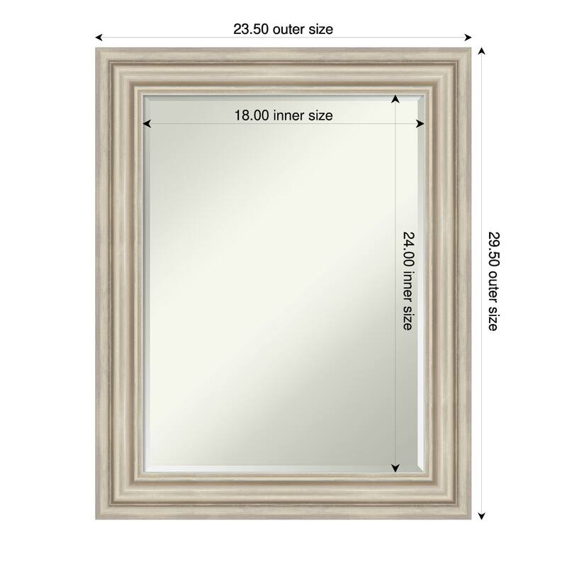 Sierra Half-Inch-Bevel Wood Framed Bathroom Vanity Wall Mirror - 24 x 30 in - Sierra Silver