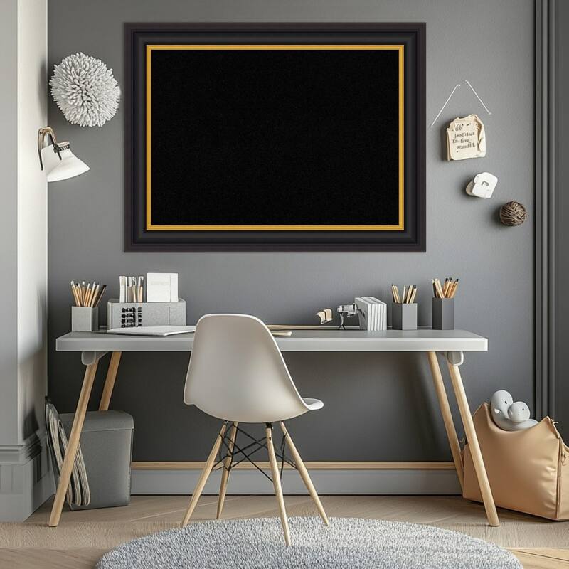 Sierra Black Brown Wood Framed Cork Board - Bulletin Board, Organization Board, Pin Board