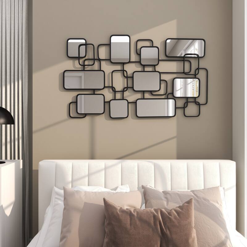 CosmoLiving by Cosmopolitan Artistic Black Metal Geometric Wall Mirror
