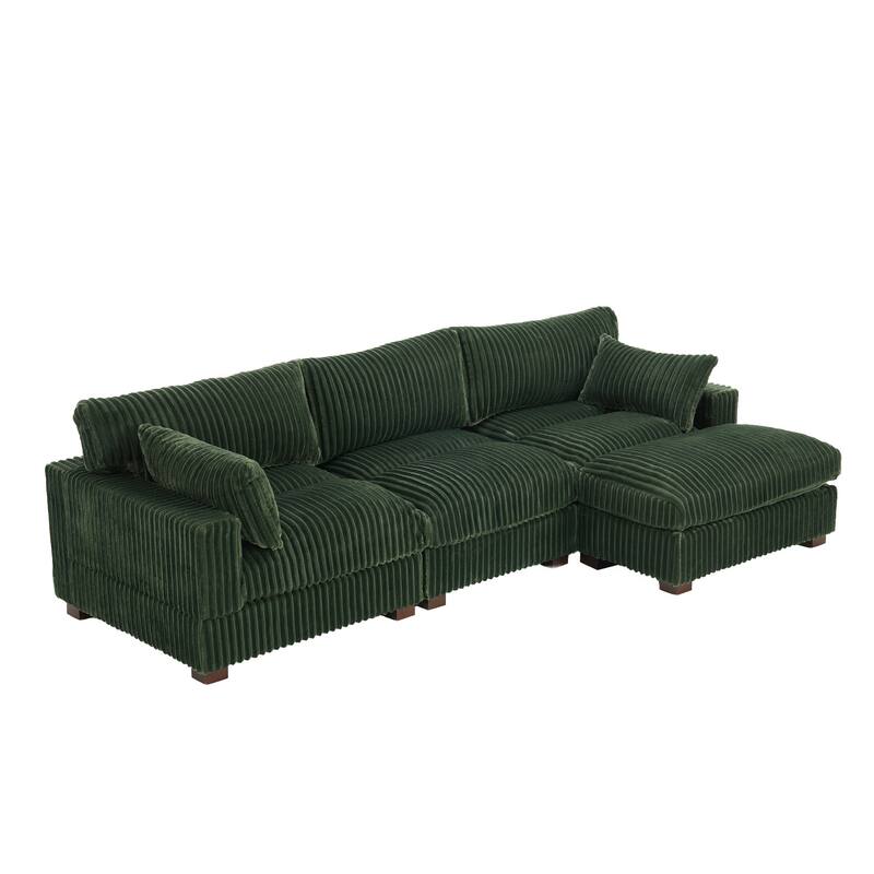 Plush Flannel Modular Sectional Sofa for Living Room