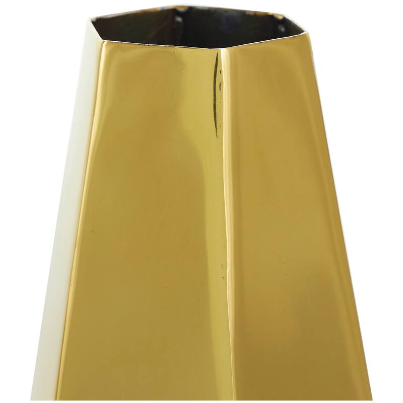 Silver or Gold Stainless Steel Metal Hexagon Shaped Geometric Vase with Varying Heights (Set of 3)