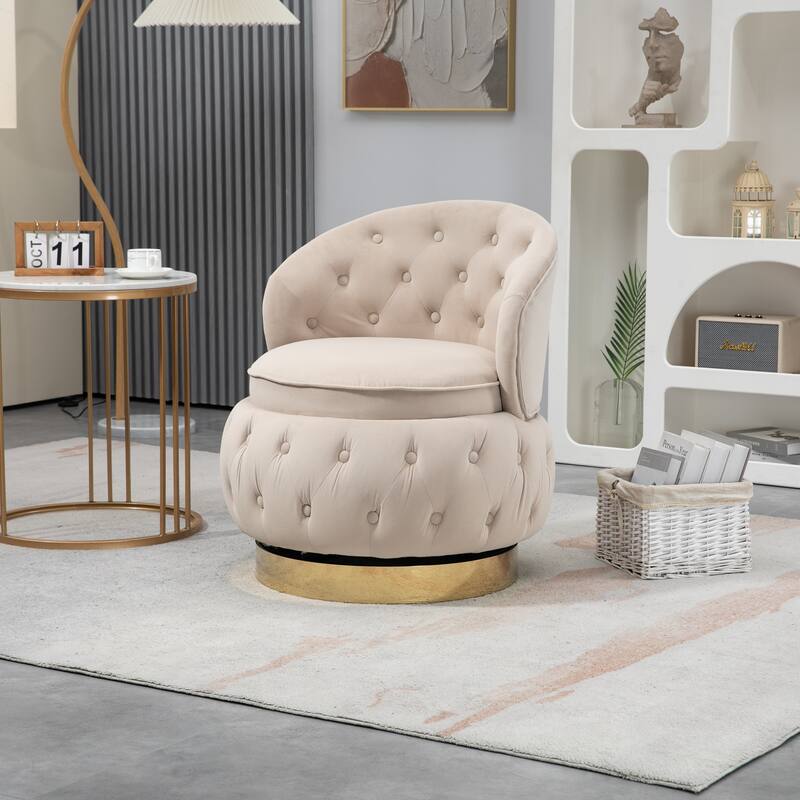 360 Degree Swivel Cuddle Barrel Accent Storage Chairs, Round Armchairs with Wide Upholstered, for Living Room