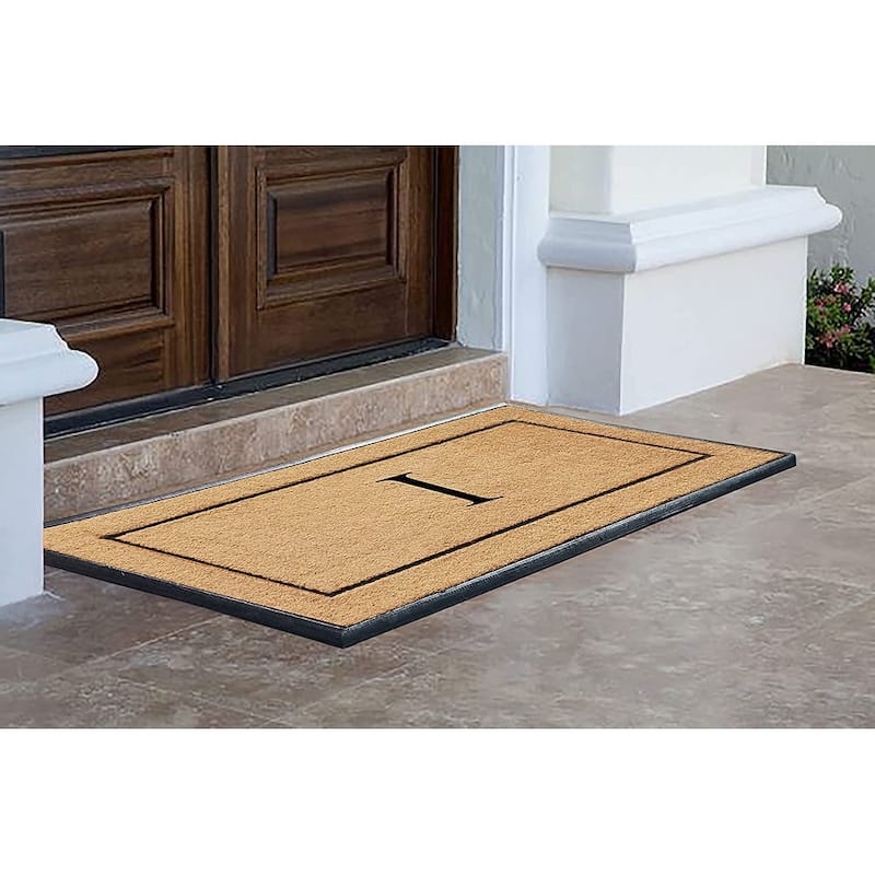 A1HC Natural Coir & Rubber Large Monogrammed Door Mat 30"x60"