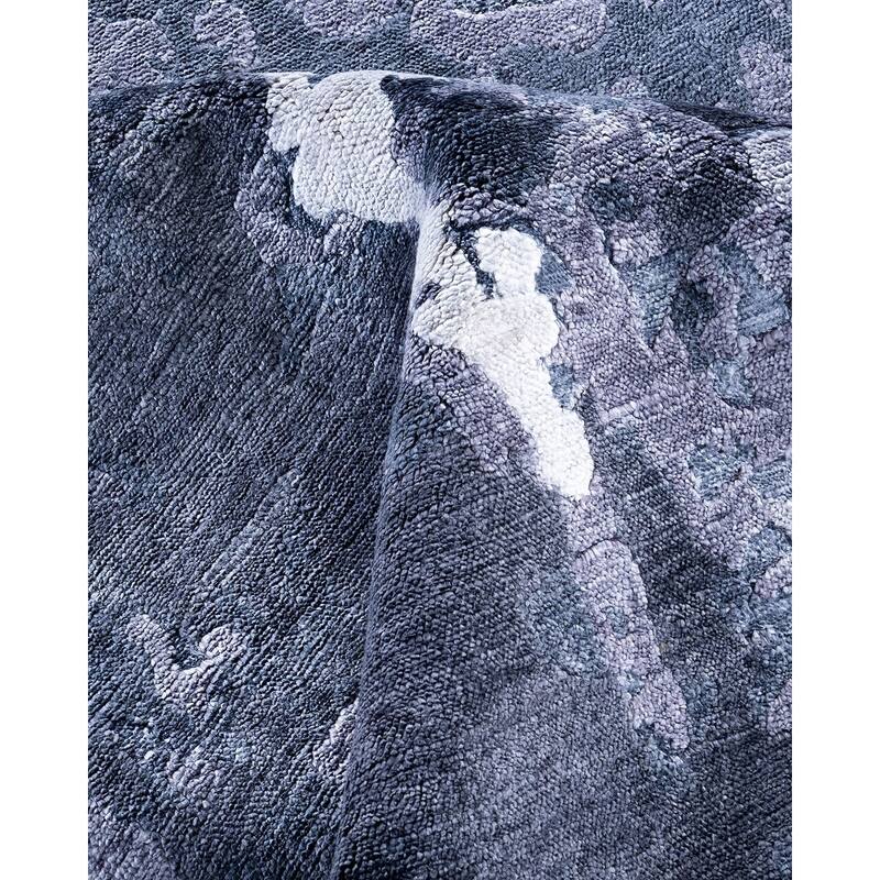 Modern One-of-a-Kind Hand-Knotted Area Rug, Blue - 9' 1" x 12' 2"