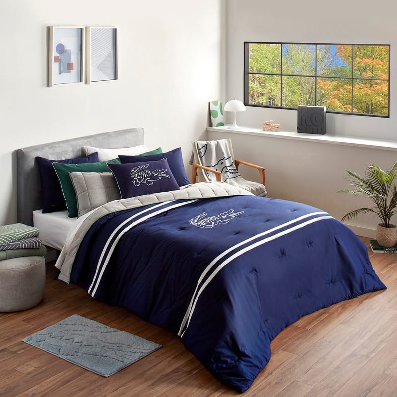 Lacoste Embroidered Big Croc 3-Piece Cotton Comforter Set