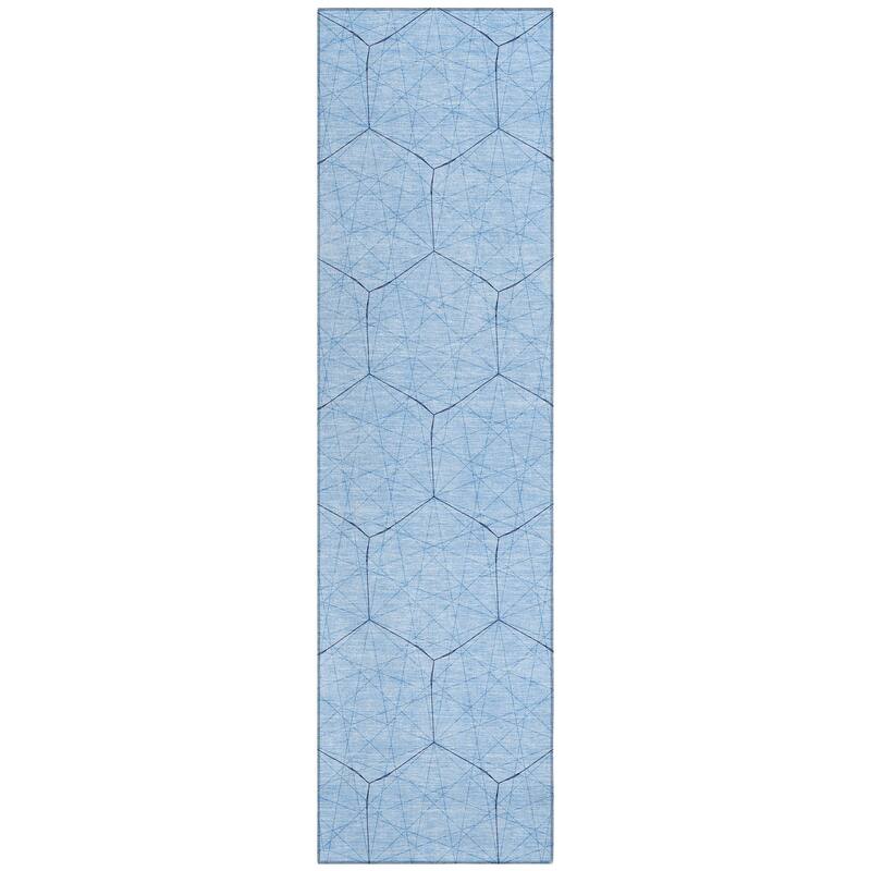 Machine Washable Indoor/ Outdoor Mosaic Geo Chantille Rug