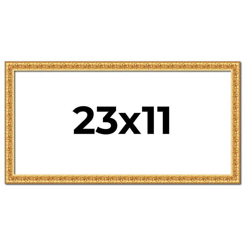 23x11 Frame Gold Real Wood Picture Frame Width 1 inches | Interior