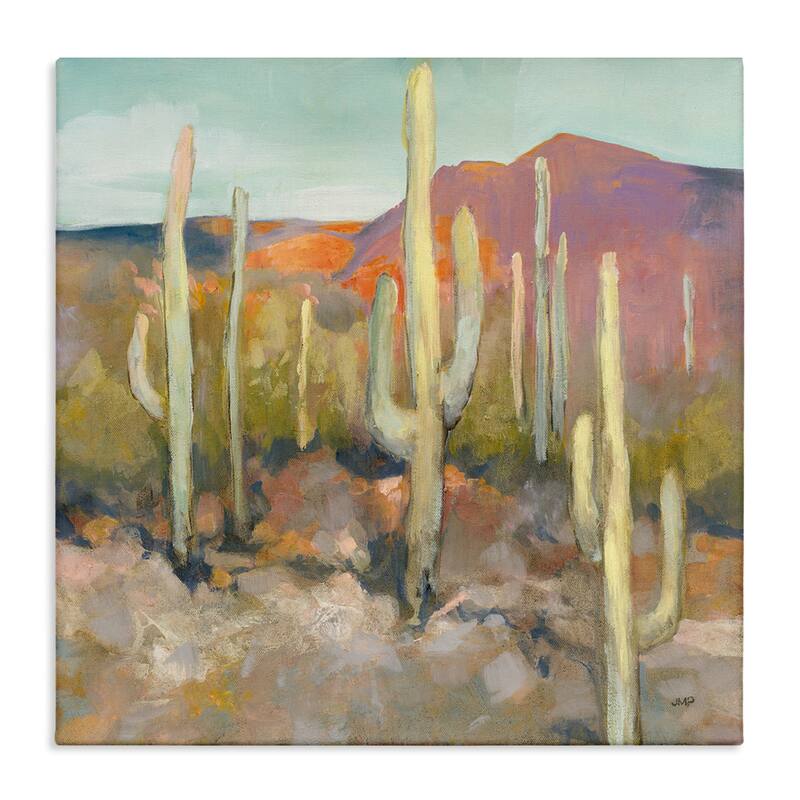 Stupell Cactus Plant Desert Landscape Soft Southwestern Plant Painting Canvas Wall Art - Yellow - 17 x 17