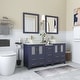 preview thumbnail 8 of 28, Vanity Art 60" Double Sink Bathroom Vanity Set with Engineered Marble Top and Free Mirror - 60 W X 18.5 D X 31.1 H