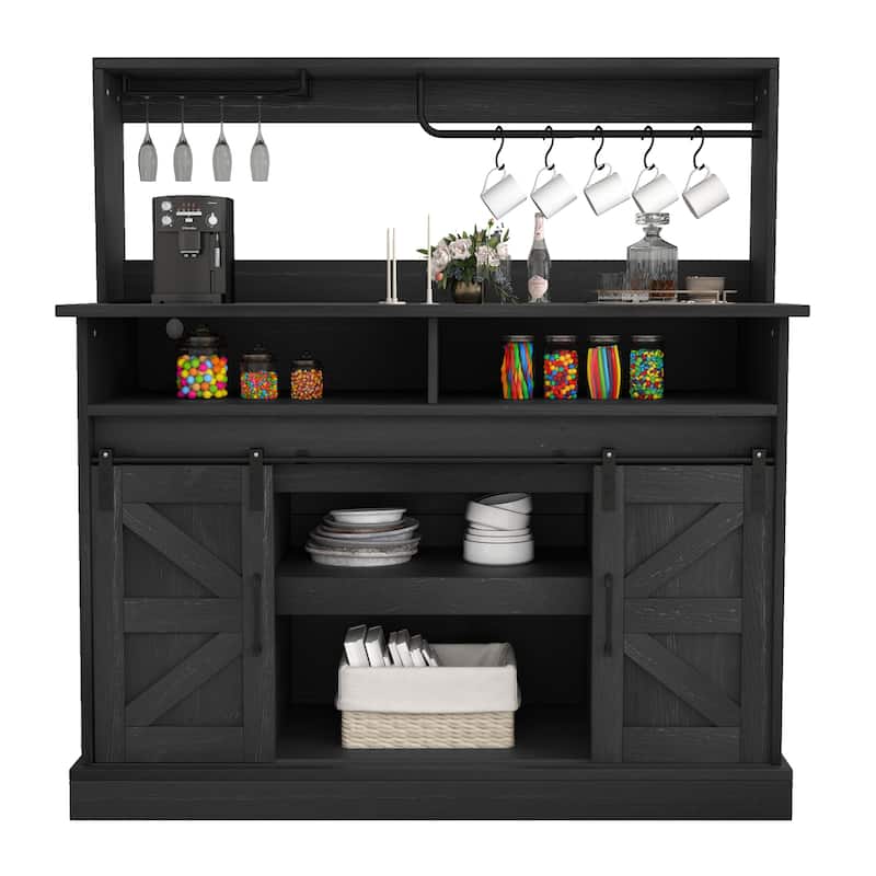 Moasis Farmhouse Coffee Bar Cabinet - 15.1"D x 47.2"W x 51.5"H