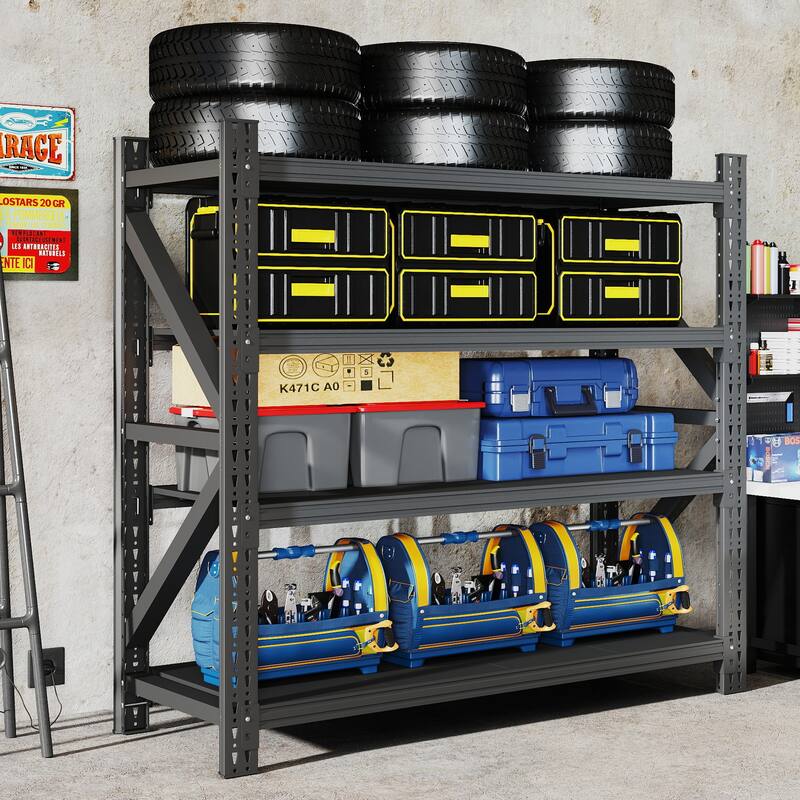 4000 lbs Heavy Duty Garage Shelving, 4-Shelf Adjustable Metal Storage Unit 4000LBS Capacity Industrial Shelving for Warehouse