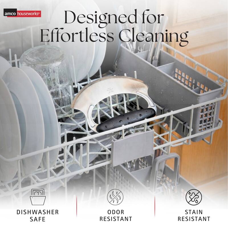 Amco Stainless Steel Handheld Mezzaluna Silicone Handle - 6.25" x 4.75" x 1.5"