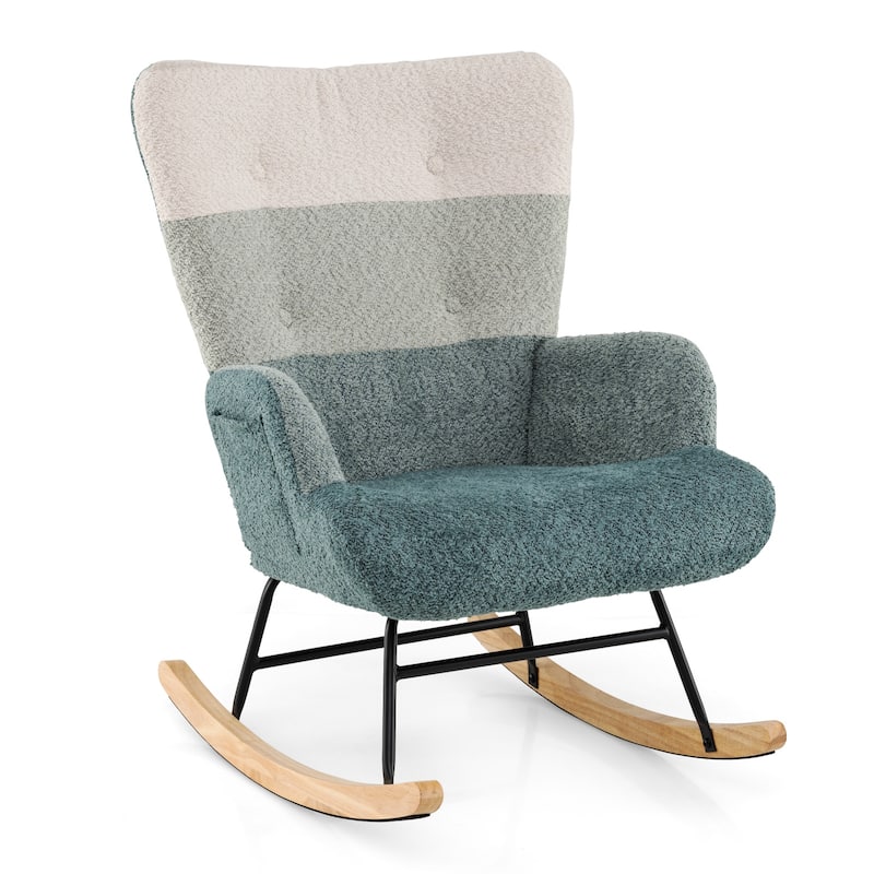 Gymax Nursery Rocking Chair w/ Ergonomic Armrests & High Backrest Side - Multi