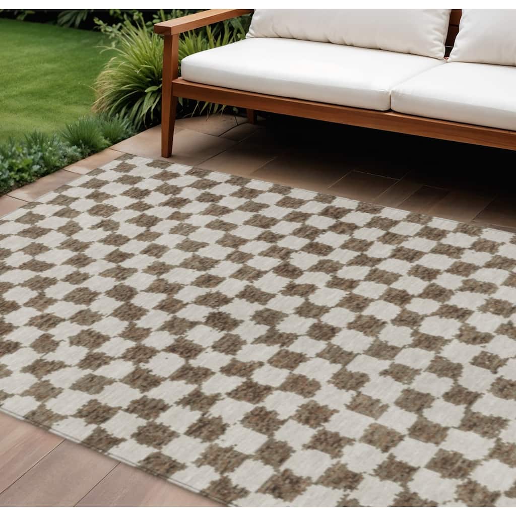 HomeRoots Geometric Transitional Rectangle Outdoor Rug