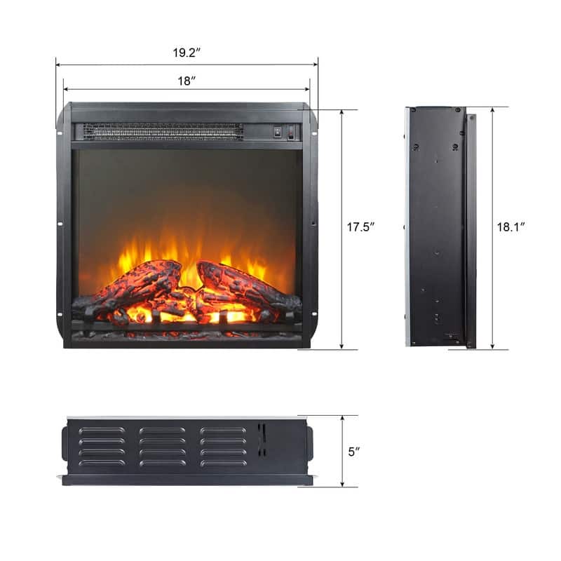 18/23/33 Inch Electric Fireplace Insert Ultra Thin Heater with Set Realistic Flame Touch Remote Control Overheating Protection