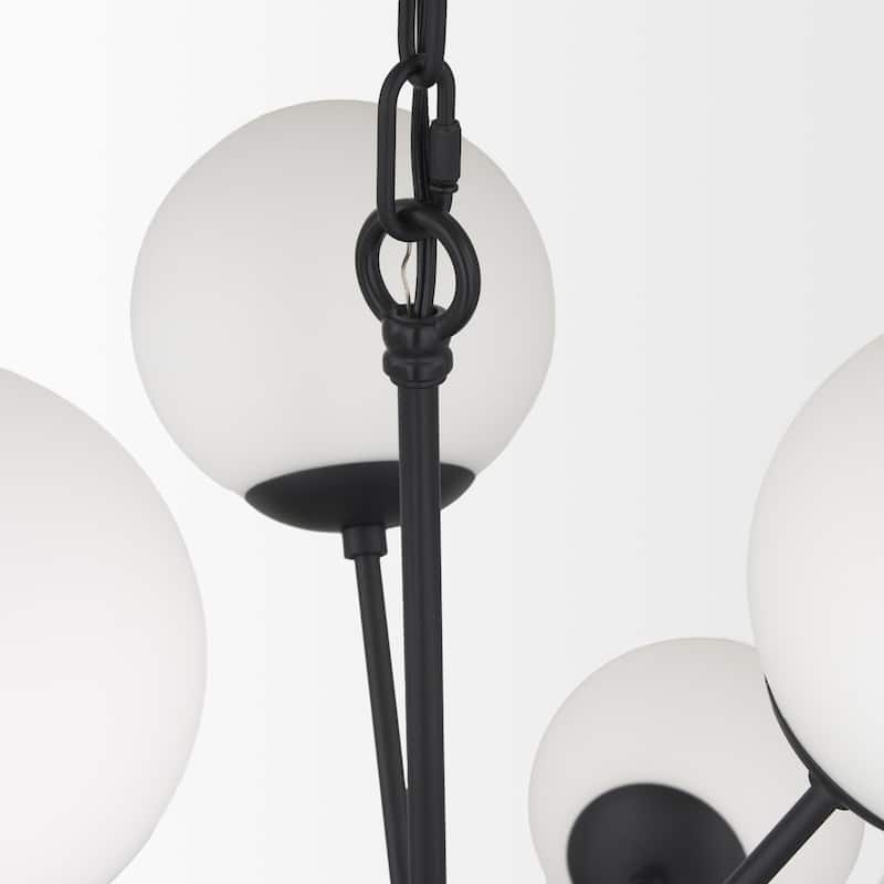 Barbara Matte Black Metal w/ Frosted Glass Globes 11-Light Chandelier - 31.5L x 31.5W x 31.5H - 31.5L x 31.5W x 31.5H