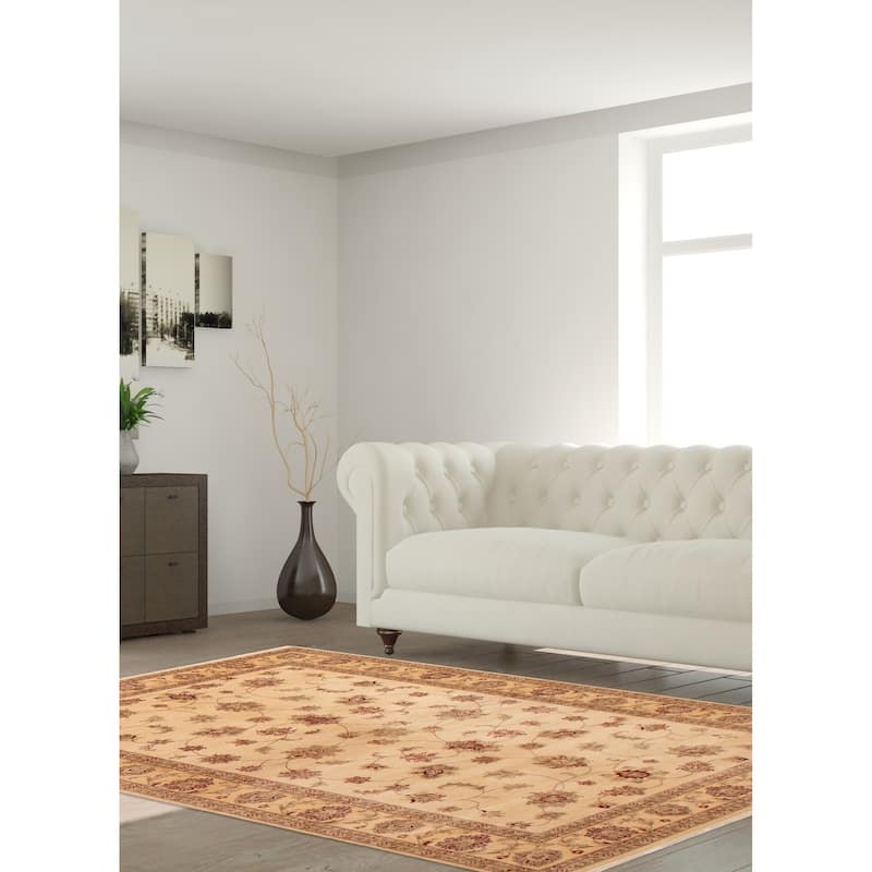 ECARPETGALLERY Hand-knotted Jamshidpour Cream Wool Rug - 6' 7" x 10' 3"
