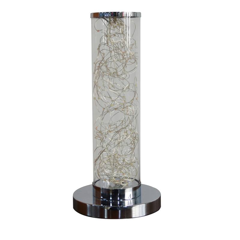 HomeRoots 13" Silver Metal Column LED Table Lamp - 6' X '13' X '6