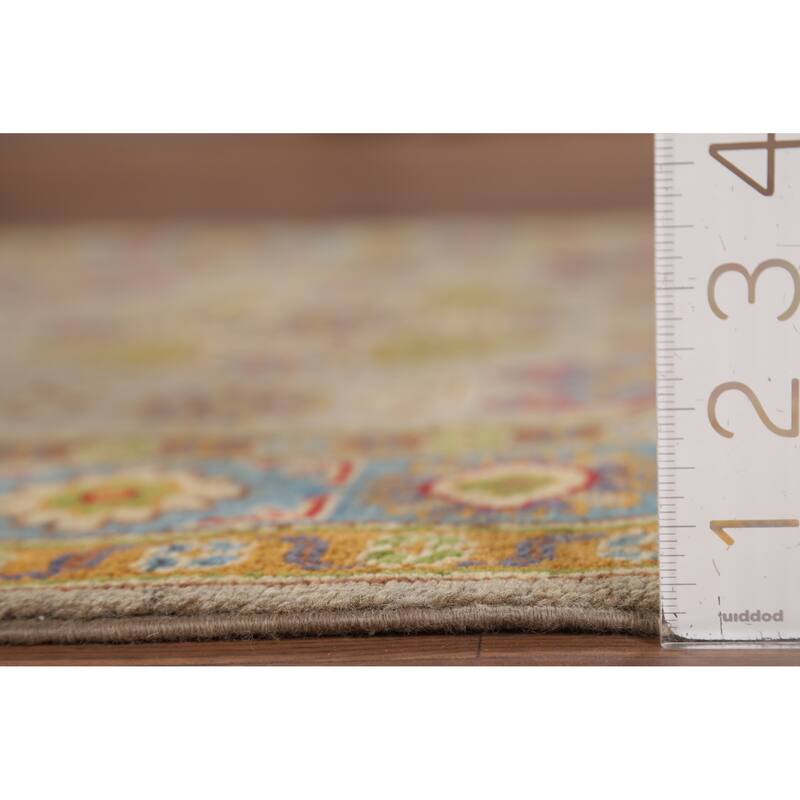 Geometric Red Kazak Accent Rug Hand-Knotted Wool Carpet - 3'2" x 4'8"