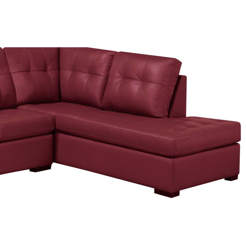 Liam Top Grain Leather Tufted Sectional Chaise Sofa