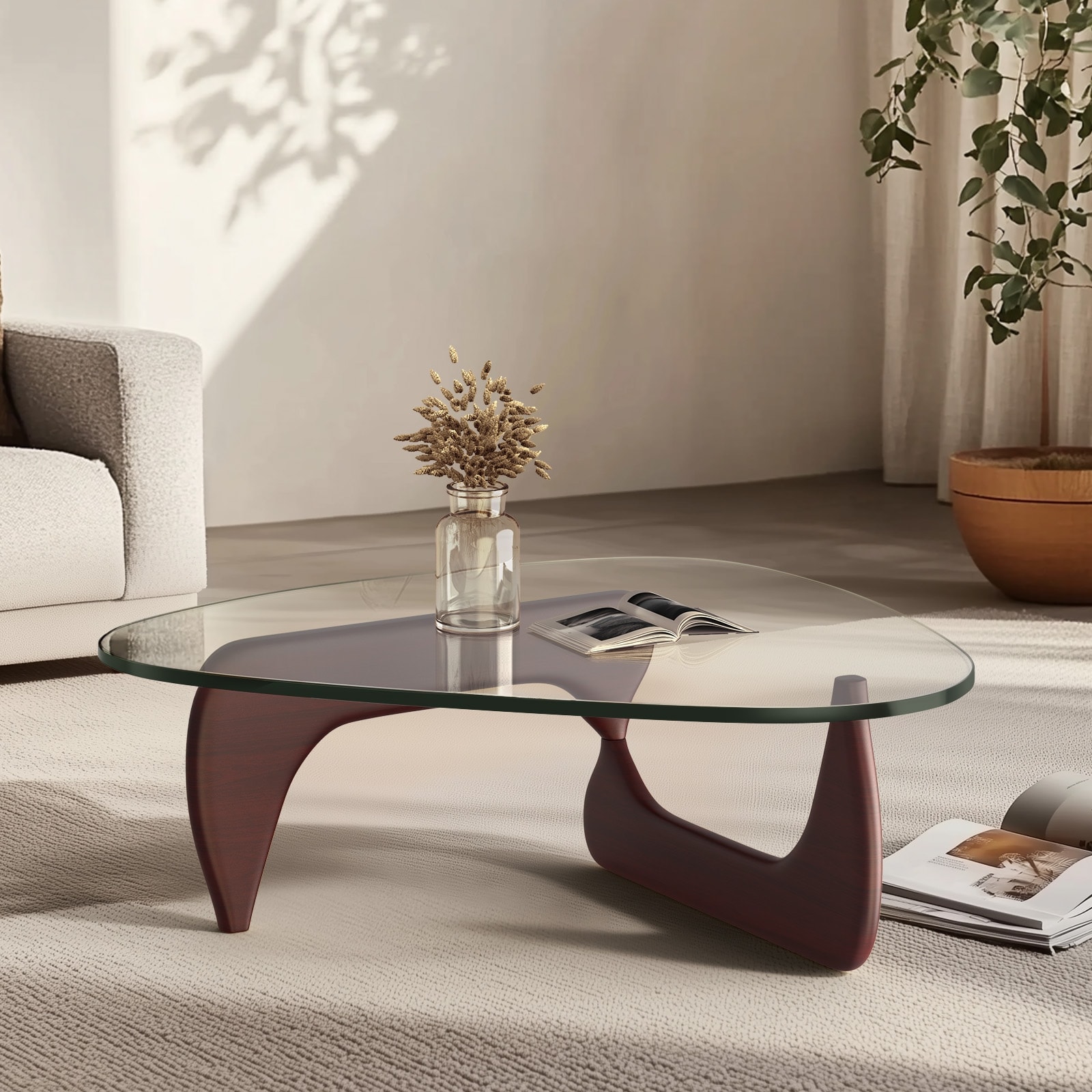 East at Main Hand-Woven Natural Abaca Wood Round Coffee Table