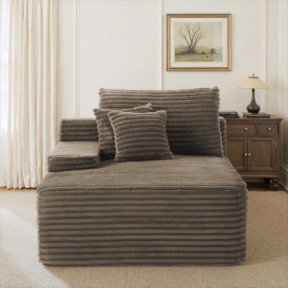 Upholstered Cloud Sectional Couch No Assembly Required L-Shape Chaise with Pillow