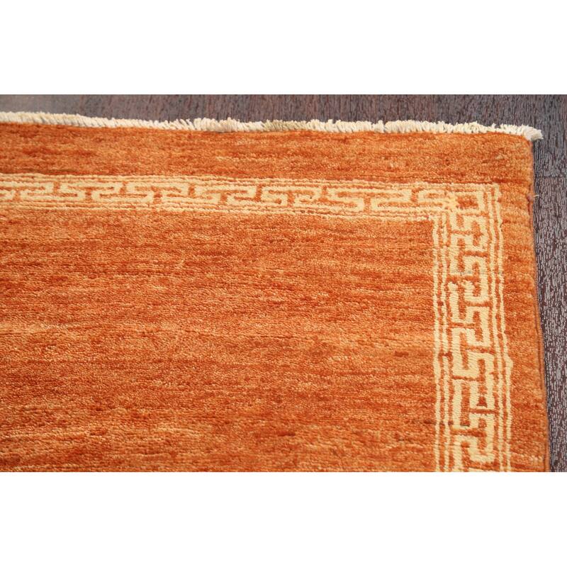 Orange Bordered Oriental Gabbeh Kashkoli Wool Runner Rug Hand-knotted - 2'8" x 8'11"