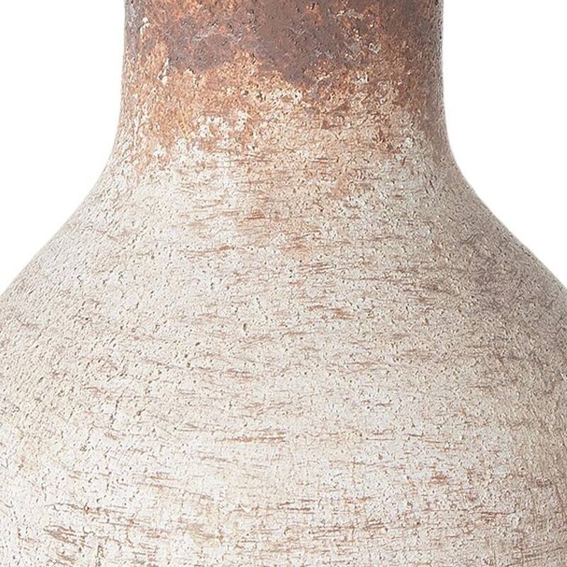 8" Ivory And Brown Round Ceramic Table Vase - 11.80