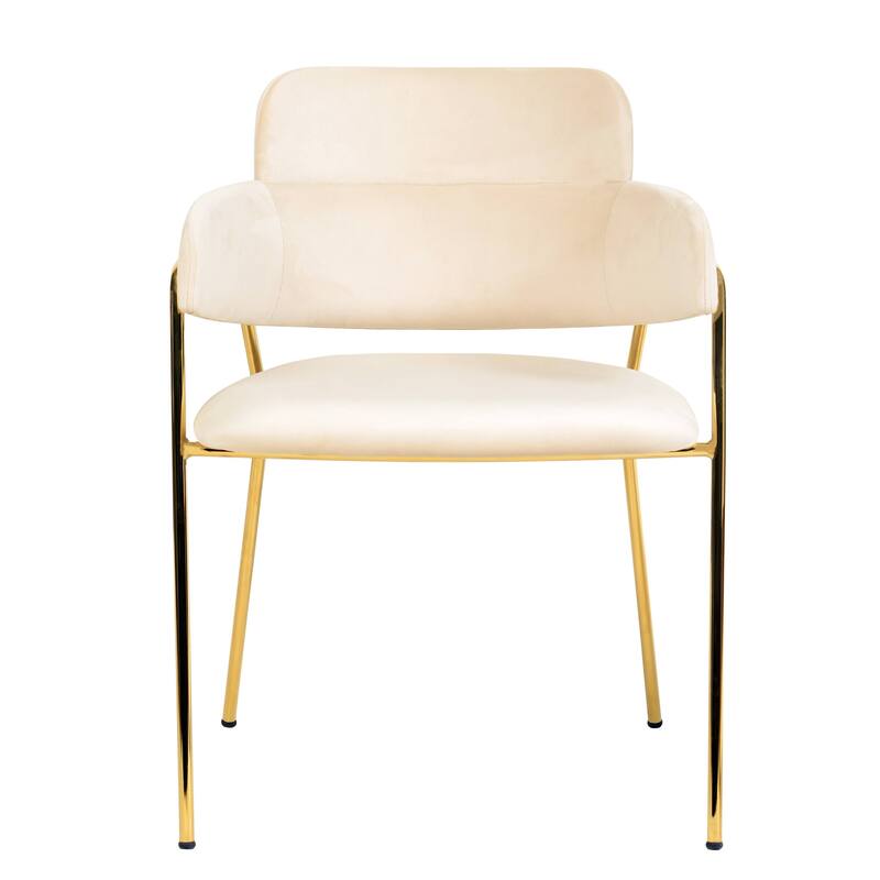 LeisureMod Axis Mid-Century Modern Upholstered Dining Chair with Curved Open-Back Design and Gold Steel Legs for Home & Kitchen