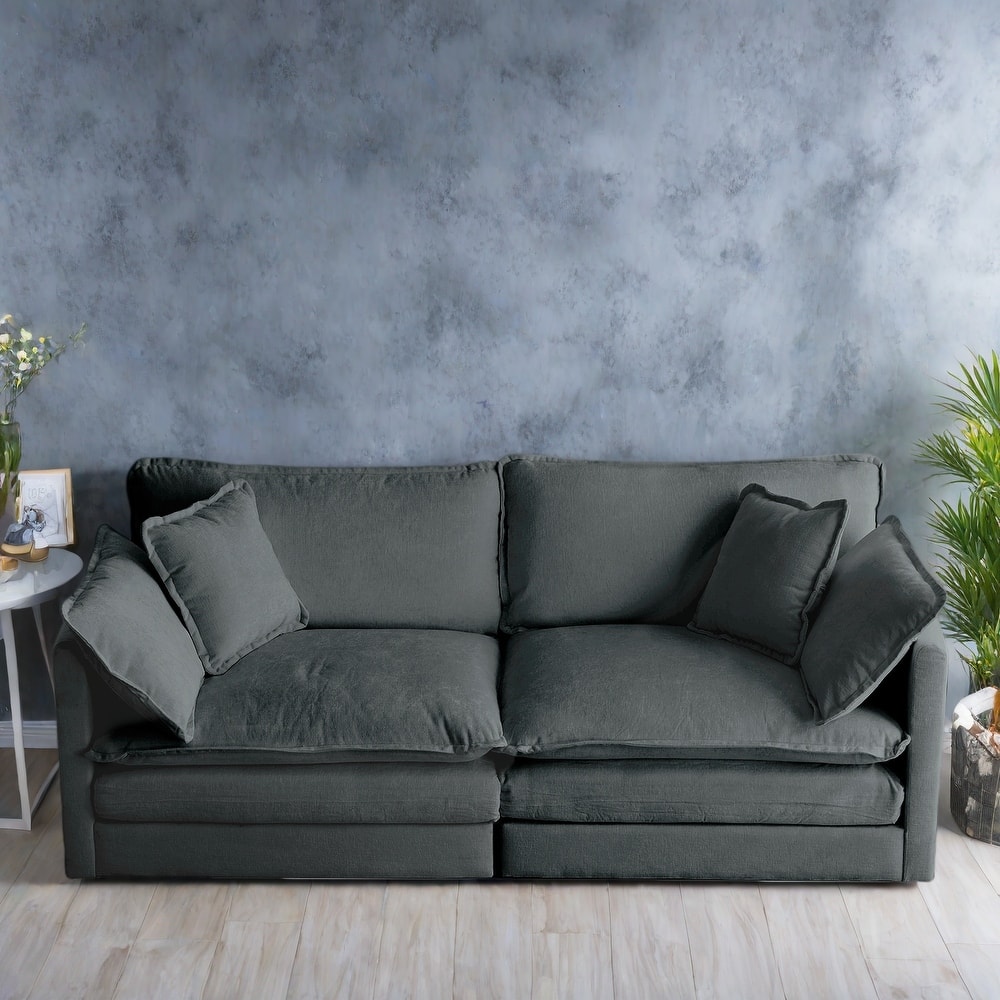 76.7" Chenille 3-Seater Sofa with Customizable Configurations and Premium Comfort