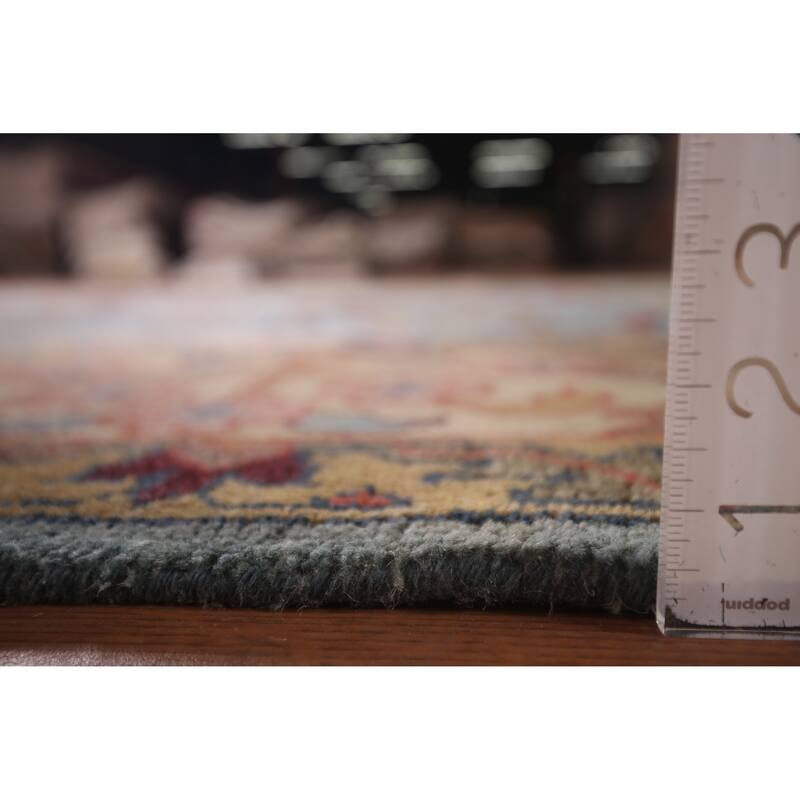 Hunting Animals Blue Ziegler Oriental Area Rug Handmade Wool Carpet - 9'0"x 11'11"