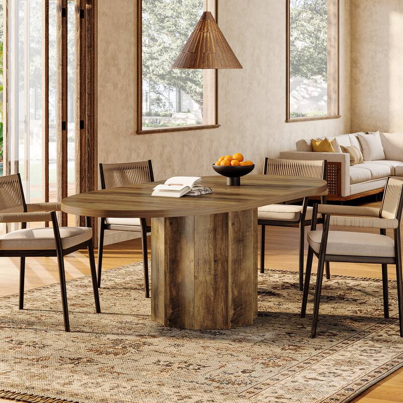 Farmhouse Dining Table, Oval Kitchen Table for Living/Dinner Room