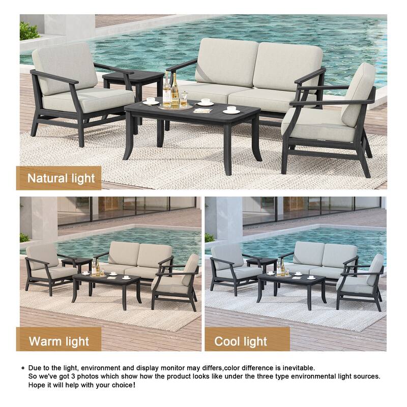 Outdoor Conversation Set Patio Chair, Loveseat with Tables