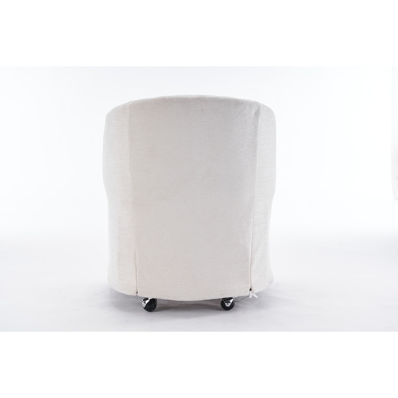 Set of 1,Chenille Fabric Dining Armchair With Back Cushion and Universal Wheels