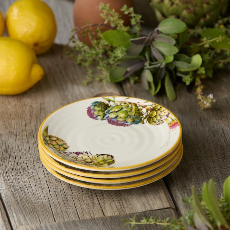 Certified International Verdura 6" Canape/Luncheon Plates,Set of 4 - 6'' W x 6'' D x 0.75'' H
