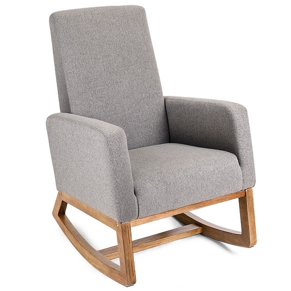 Mid Century Retro Modern Fabric Upholstered Rocking Chair
