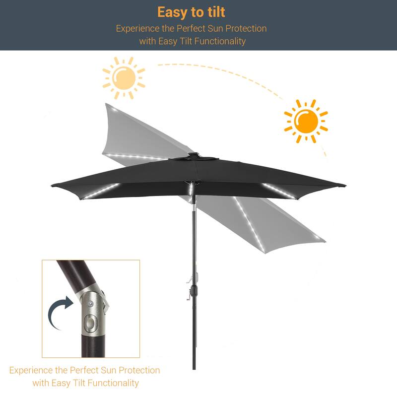 LIVOOSUN 6x9Ft LED Patio Umbrella Weather Resistant Table Umbrella