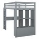 preview thumbnail 8 of 7, Full Size Loft Bed with Large Storage Shelves, Wooden Bed with Writing Desk and Led Light, Kid's Bed with Drawers, Gray