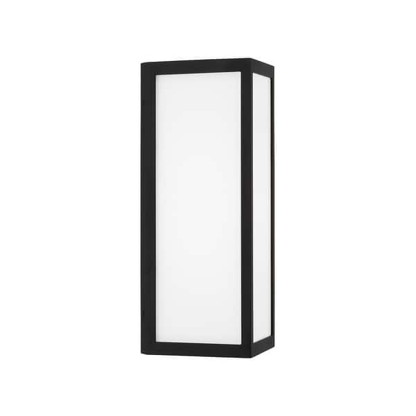 slide 2 of 5, Integrated LED Outdoor Wall Lantern in Black with Painted White Glass 7.5"W x 15.25"H x 5.25"E