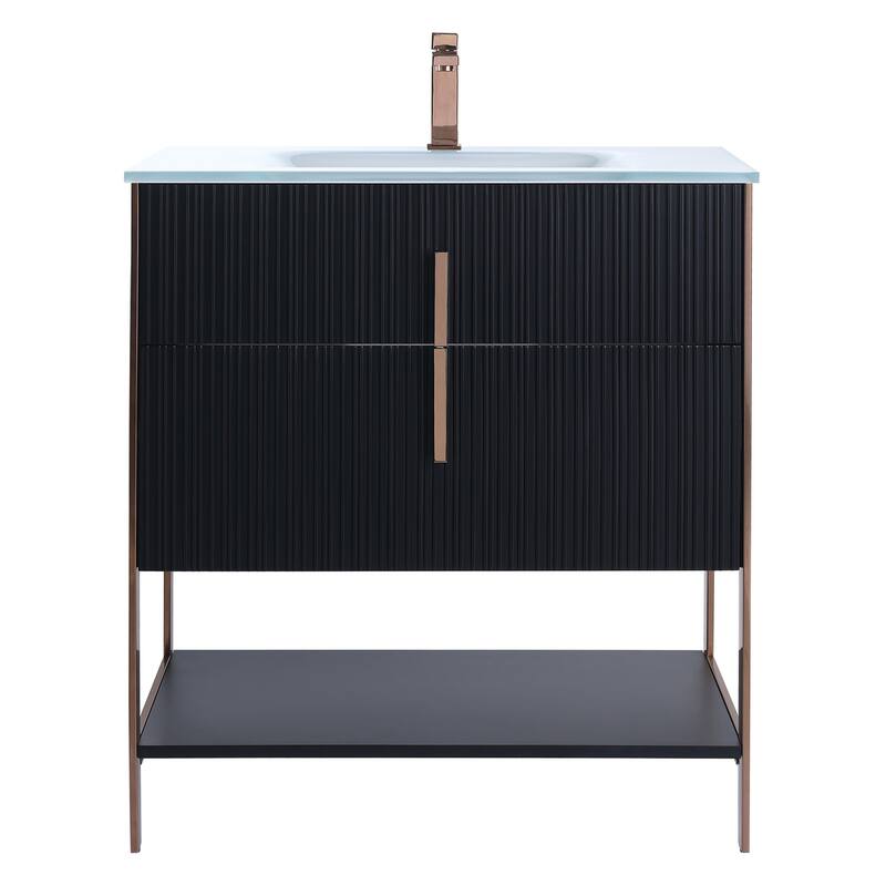 Fine Fixtures Serenity Modern Bathroom Vanity with White Glass Top