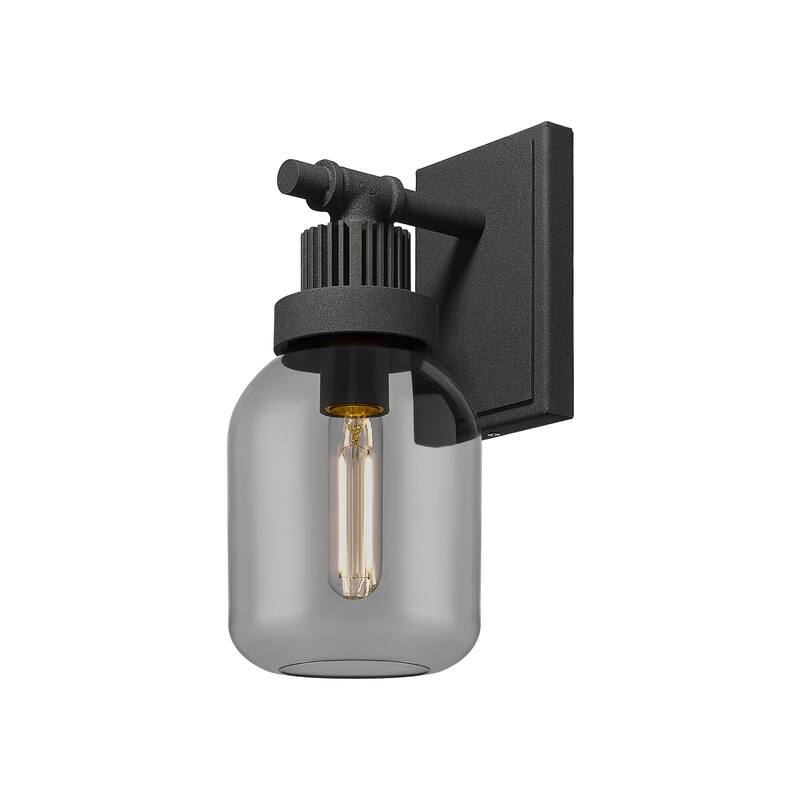 Innovations Lighting Somers - 1 Light 6" Wall-Mounted Sconce - Textured Black/Plated Smoke