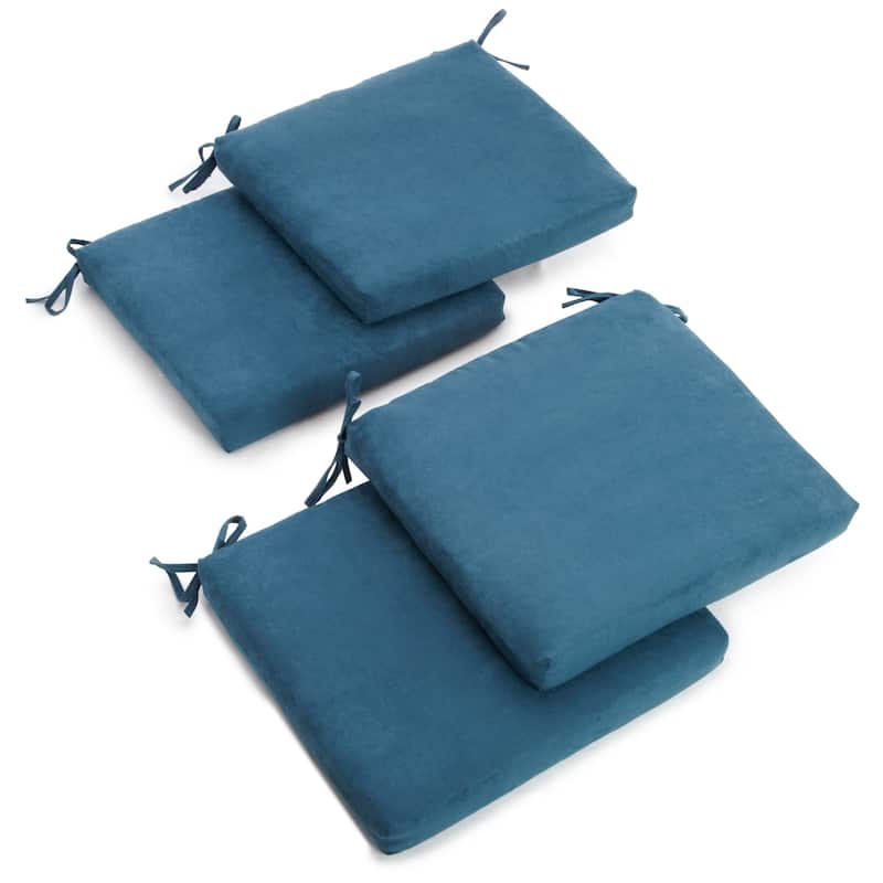 20-inch by 19-inch Microsuede Chair Cushion with Ties (Set of 1, 2, or 4) - Set of 4 - Teal