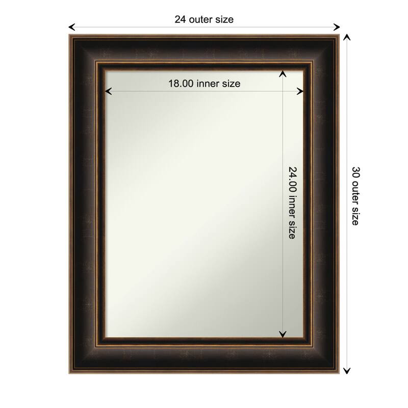 Villa Oil Rubbed Bronze Non-Beveled Wood Framed Bathroom Vanity Wall Mirror - Villa Oil Rubbed Bronze - Glass Size 18x24