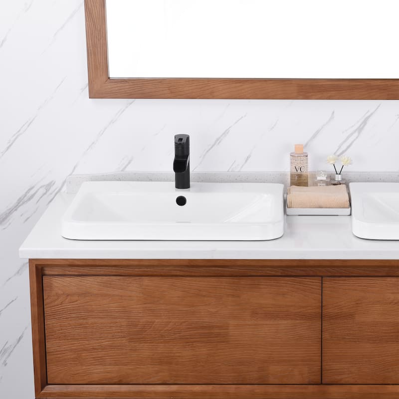 Luxier CS-028 Rectangular 24 in. Drop-In Ceramic Bathroom Sink