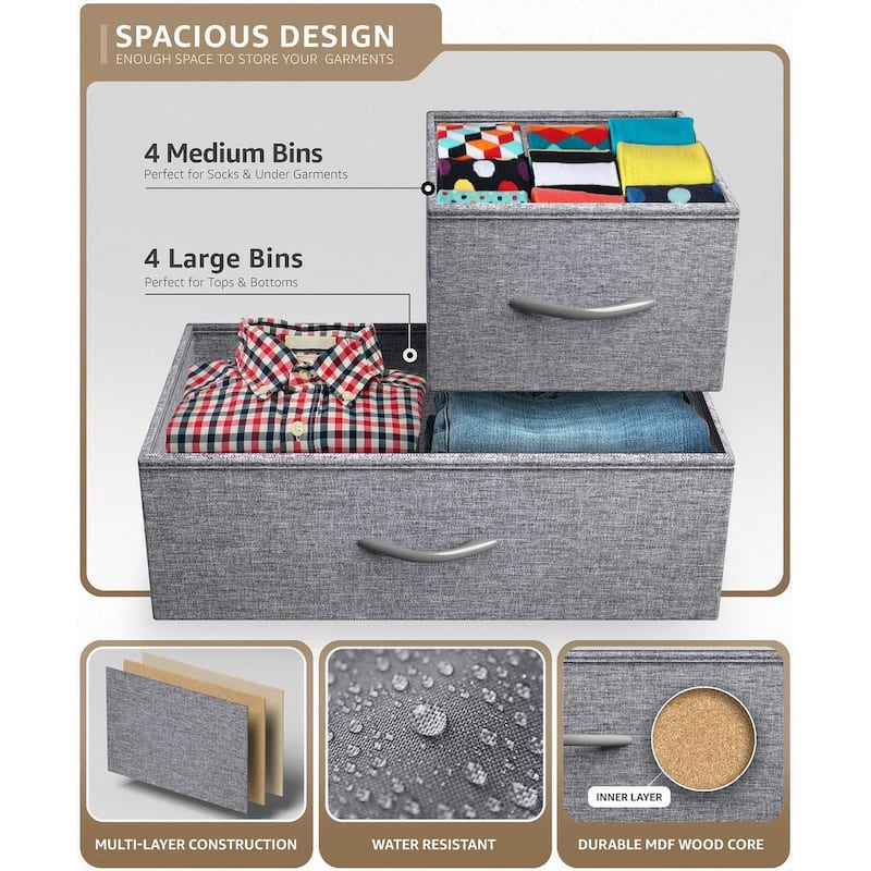 Dresser w/ 8 Drawers Furniture Storage & Chest Tower for Bedroom