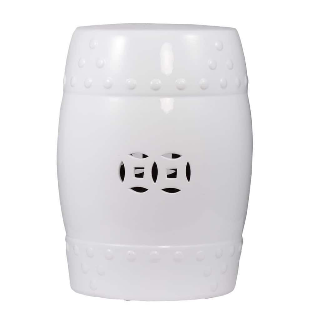 Barrel Shaped Ceramic Garden Stool - 18" - White