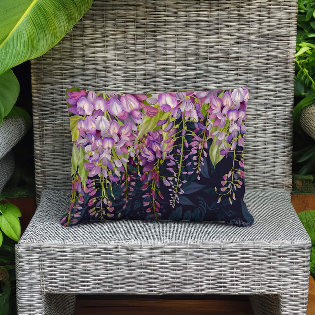 Magnolia Casual Outdoor Pillow Midnight Garden Wisteria 19x24