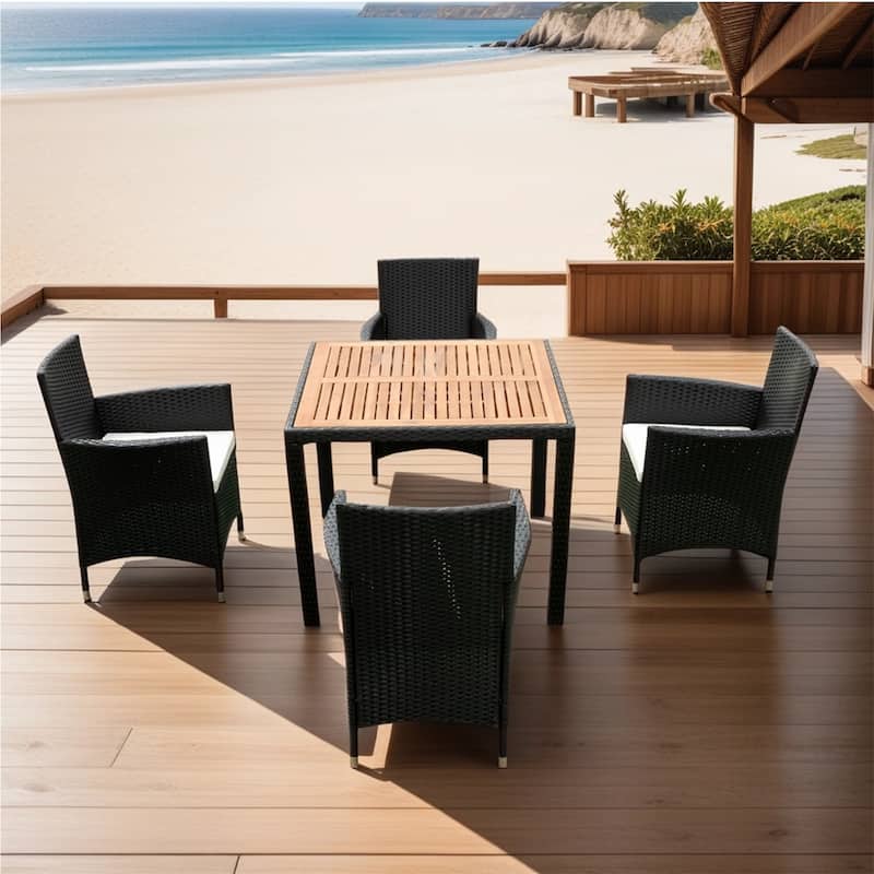 5 piece Outdoor Patio Wicker Dining Set